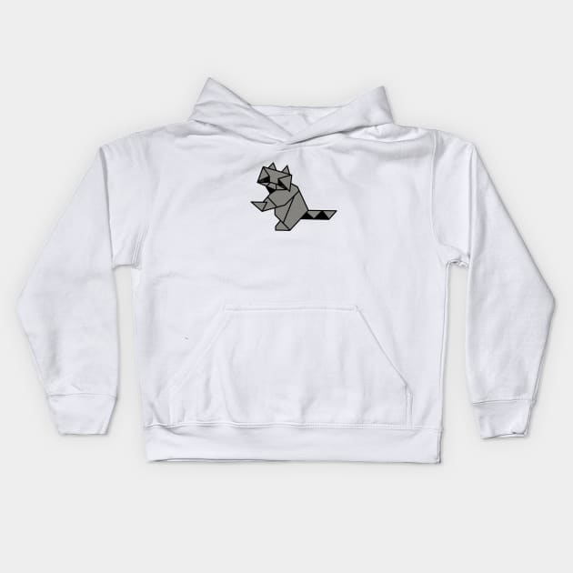 Origami Raccoon Kids Hoodie by Numerica